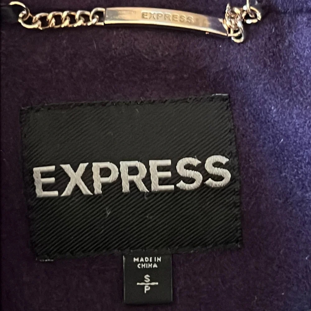 Express | Purple Plum Wool Pea Coat Size SP - Picture 6 of 7